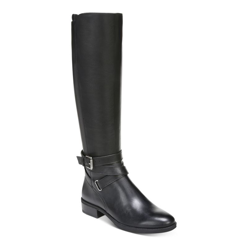 Nwt Sam Edelman Womens Black Pansy Almond Block Heel Leather Riding Boot 7 M